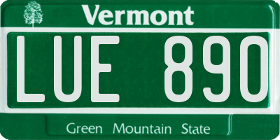 VT license plate LUE890