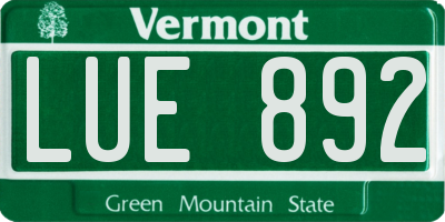 VT license plate LUE892