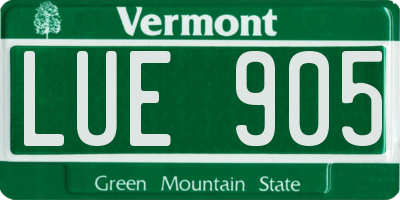 VT license plate LUE905