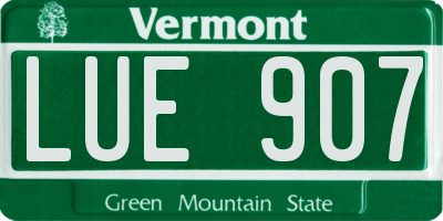 VT license plate LUE907