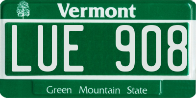 VT license plate LUE908