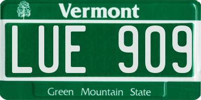 VT license plate LUE909