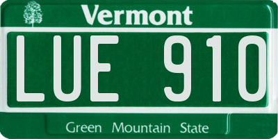 VT license plate LUE910