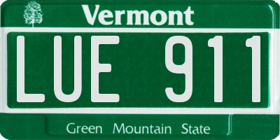 VT license plate LUE911