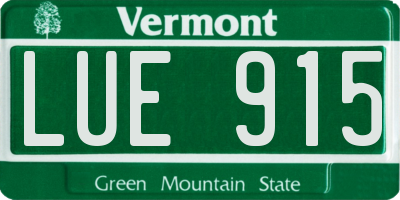 VT license plate LUE915
