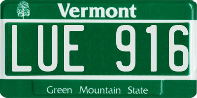VT license plate LUE916