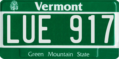 VT license plate LUE917