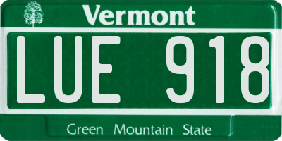 VT license plate LUE918