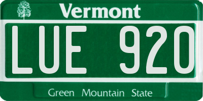 VT license plate LUE920