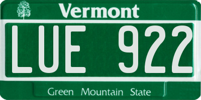 VT license plate LUE922