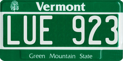 VT license plate LUE923