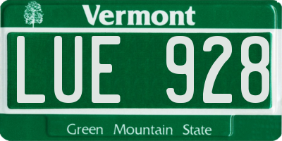 VT license plate LUE928
