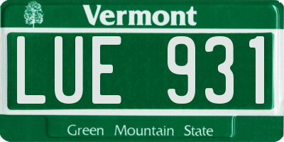 VT license plate LUE931