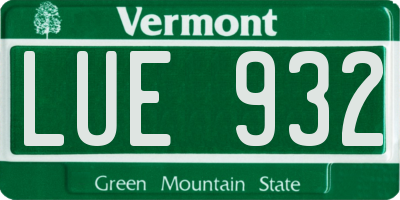 VT license plate LUE932