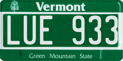 VT license plate LUE933