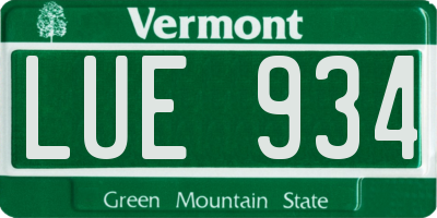VT license plate LUE934