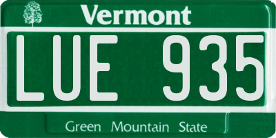 VT license plate LUE935
