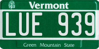 VT license plate LUE939