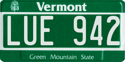 VT license plate LUE942