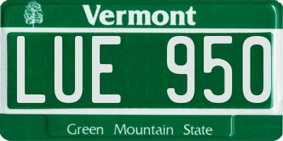 VT license plate LUE950