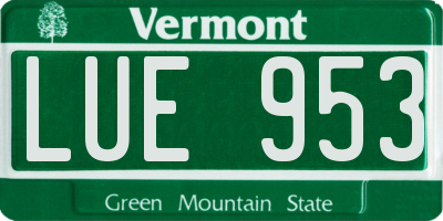 VT license plate LUE953