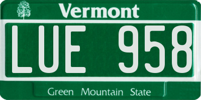 VT license plate LUE958