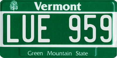 VT license plate LUE959