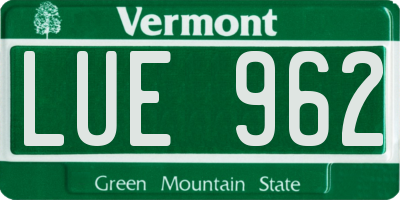 VT license plate LUE962