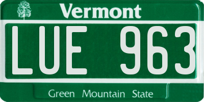 VT license plate LUE963