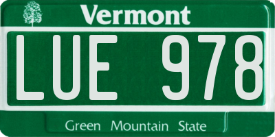 VT license plate LUE978