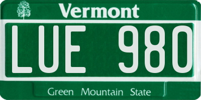VT license plate LUE980