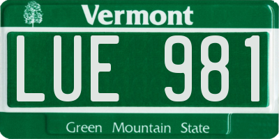 VT license plate LUE981