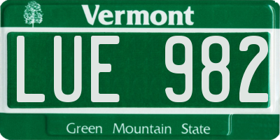VT license plate LUE982