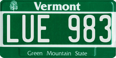 VT license plate LUE983