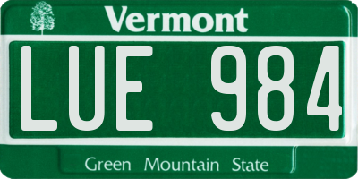 VT license plate LUE984
