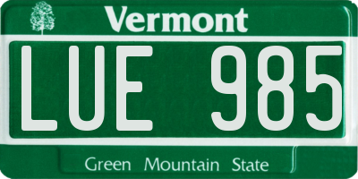 VT license plate LUE985