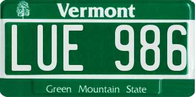 VT license plate LUE986