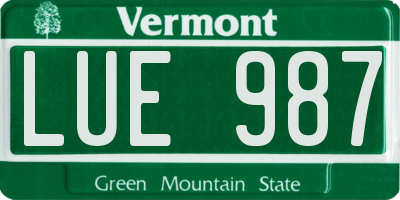 VT license plate LUE987