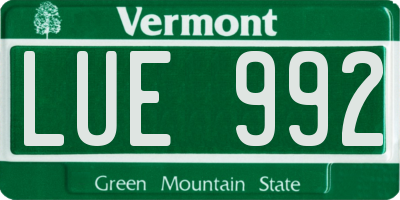 VT license plate LUE992
