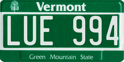 VT license plate LUE994
