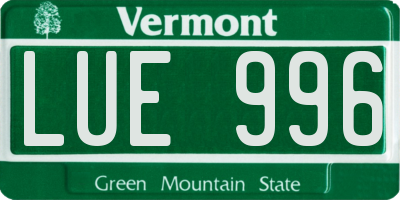VT license plate LUE996