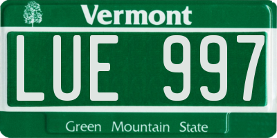 VT license plate LUE997