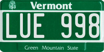 VT license plate LUE998