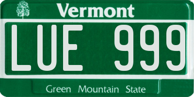 VT license plate LUE999