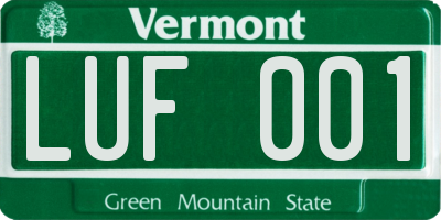 VT license plate LUF001