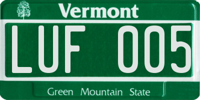 VT license plate LUF005