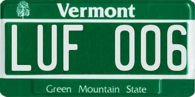VT license plate LUF006
