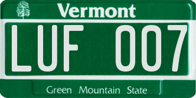VT license plate LUF007
