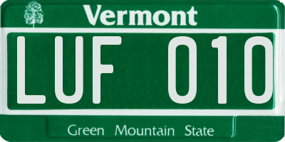 VT license plate LUF010