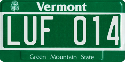 VT license plate LUF014